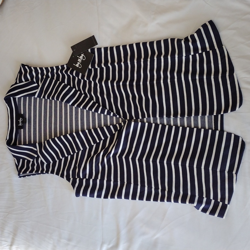 By & By Navy Striped Sleeveless Vest Size Large